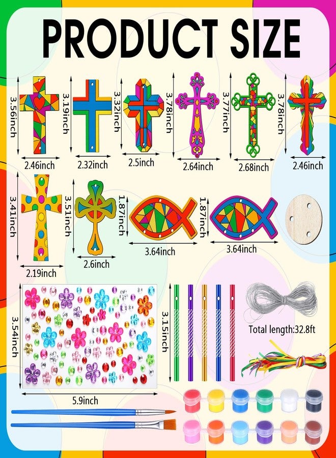 Colingmill 30 Pack Easter Crafts Religious Cross Craft Christian Wind Chime Kit Make Your Own Wind Chimes Bulk DIY Coloring Wooden Crafts for Easter Lent Church Art Party Sunday School Vbs Favors - Image 3